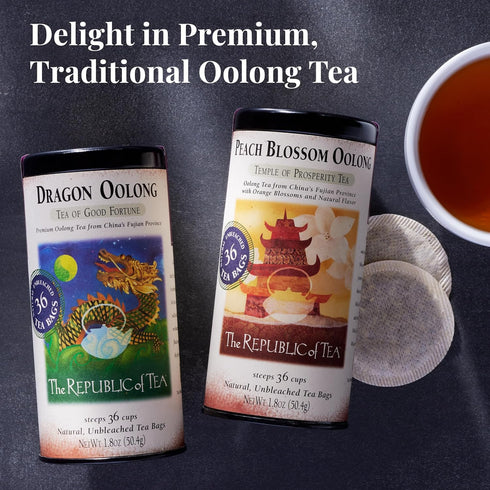 The Republic of Tea Dragon Oolong Tea Tin, 36 Tea Bags, Naturally Caffeinated