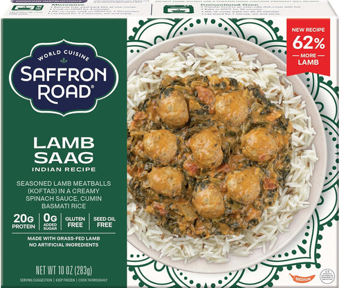 Saffron Road Frozen Lamb Saag High Protein, Seed Oil Free, Made with