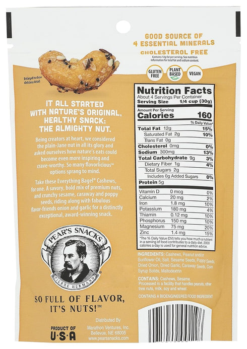 Pear's Snacks 4 , Cashews Everything Bagel, Ounce