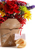 Let It Snow Fresh Cut Live Flowers Arranged in a Takeout Container with Your Personal Message Tucked Inside a Fortune