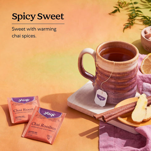 16 Pack (4 Packs) Yogi Tea Chai Rooibos Tea - Tea Bags per - Spiced Organic Rooibos Tea - Provides Antioxidants