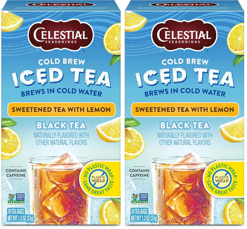 Celestial Seasonings Cold Brew Sweetened With Lemon, 18 Count (Pack of 2)