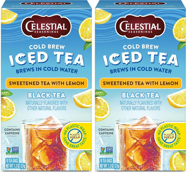 Celestial Seasonings Cold Brew Sweetened With Lemon, 18 Count (Pack of 2)