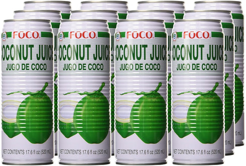 17.6 Oz, Pack 12 Foco Coconut Juice, Fl