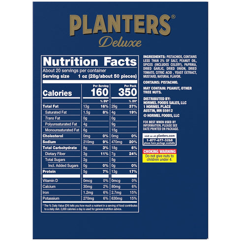 2.25 oz Pack (Pack 10) PLANTERS Spicy Cajun Pistachio Kernels