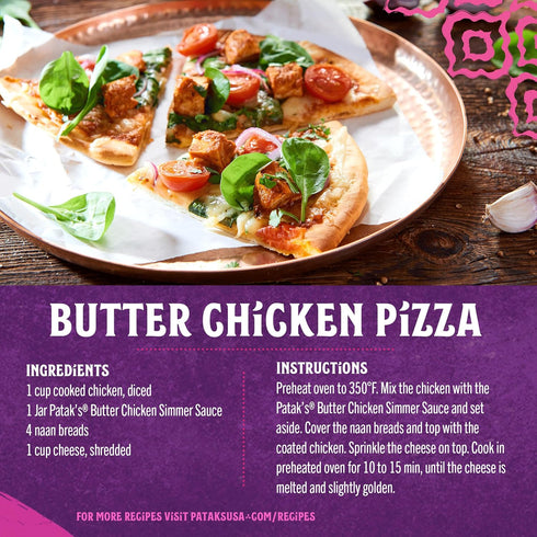 Simmer 15oz (Pack 3) Pataks Butter Chicken Sauce - Reduced Fat & Reduced Sodium - Creamy Curry Sauce with Tomatoes