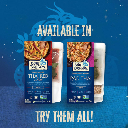3 8.9 oz (Pack 2) Blue Dragon Step Thai Red Curry Kit - of - Pre-Portioned Sachets of Authentic Thai Red Curry Paste