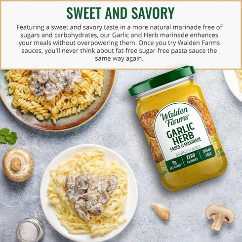 Pack 3-Pack, 12 oz Walden Farms Variety Sauce Garlic Herb, Tomato Basil & Alfredo Sauces Zero Calorie, Sugar Free, Keto