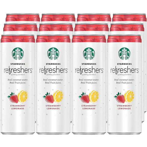 12 Oz. (12 Pack) Starbucks, Refreshers with Coconut Water, Strawberry Lemonade, fl Cans
