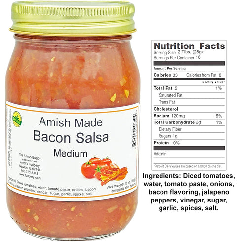 Amish Buggy 2-16 Oz Amish Salsa - Jars (Bacon Medium)