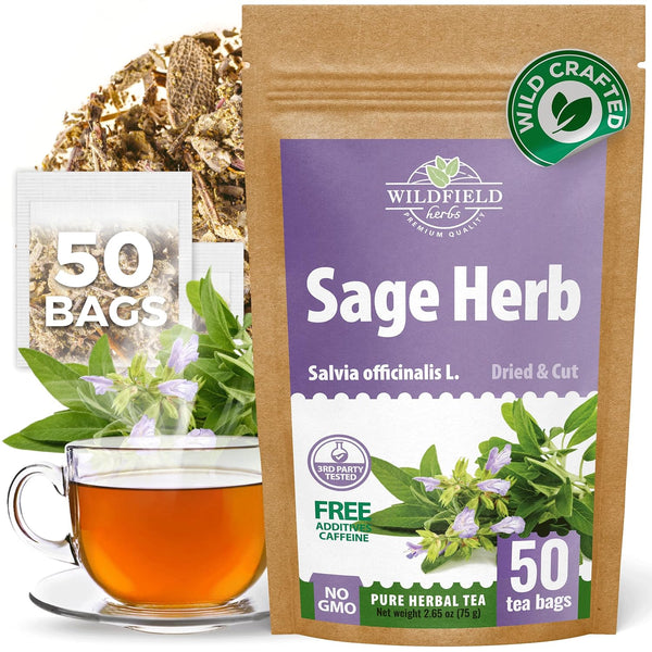 50 Bags Dried Sage Herb Herbs Tea (Salvia Officinalis) - 50 Count