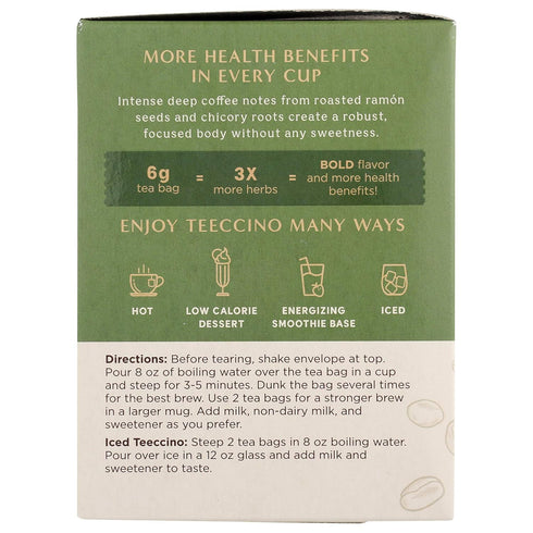 Teeccino French Roast Herbal Tea, 10 Tea Bags - Caffeine Free & Prebiotic Coffee Alternative