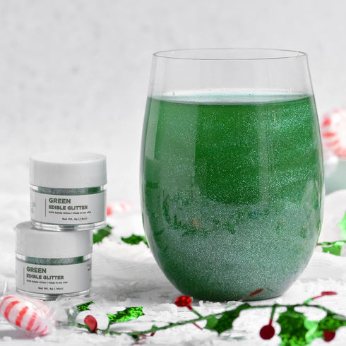 Sweets Indeed Edible Glitter, Perfect for Drinks, Cocktails, Cake Decorating, Dessert Topper, 4 grams Green Glitter