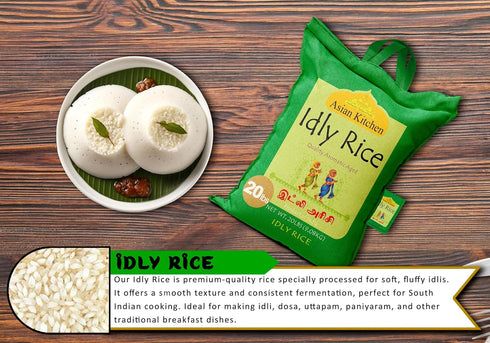 20-Pound 20lbs (9.08kg) Asian Kitchen Idly (Idli) Rice Bag, Short Grain Rice ~ All Natural | Gluten Free | Vegan |