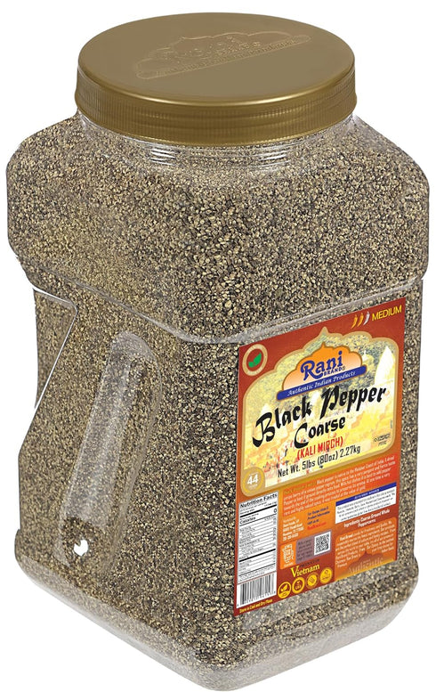 28 80oz (5lbs) 2.27kg Rani Black Pepper Coarse Ground Mesh (Table Grind) Bulk PET Jar ~ All Natural | Vegan | Gluten