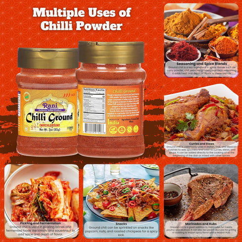 Rani Ground Chilli Powder (Mirchi) Indian Spice, 3oz (85g) PET Jar, All Natural | Salt-Free | Vegan | No Colors