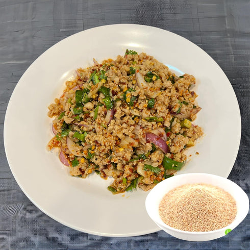 3 Oz. (85 LUNGCHA Ground roasted (toasted) rice or Khao Khua with Aroma fragrant herbs gram)