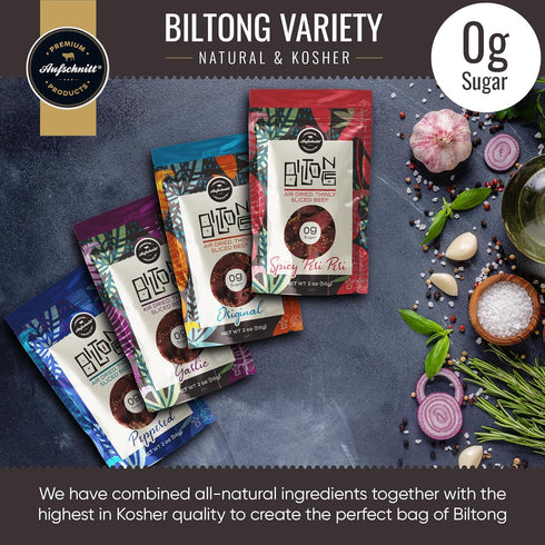 Premium Aufschnitt Products 2oz, 3 Pack Aufschnitt Biltong Beef Jerky Slices, South African Style Beef - Air Dried, No