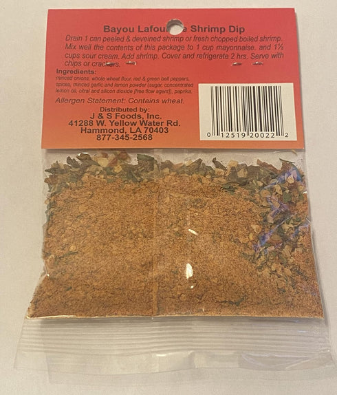 Cajun Country 1 Packet 3 Bayou Lafourche Shrimp Dip Mix, Ounce (Makes About Cups of Dip - Low Salt, No MSG Blend)