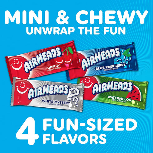 Pack, 5 Airheads Mini Candy Bars, Taffy Variety Individually Wrapped Bulk Candy, Six Assorted Fruit Flavors