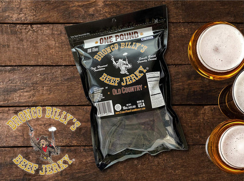 Country Bronco Billy's Beef Jerky Hickory Smoked Old One Pound Resealable Bag