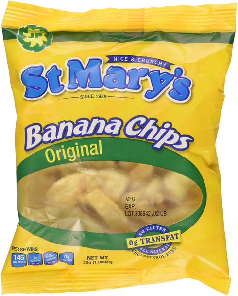 JP tropical Food St Mary's Banana Chips 1.06 Ounce (Pack of 24)