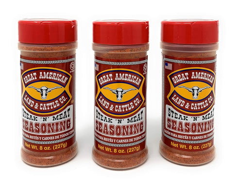 JUSTFX Great American Land & Cattle Steak N' Meat Seasoning 8oz Container (Pack