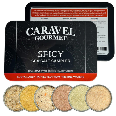 Spicy Sea Salt Sampler Set, 0.5 oz x 6 Flavored Salts - Ghost Pepper and Habanero Gourmet Cooking Gift