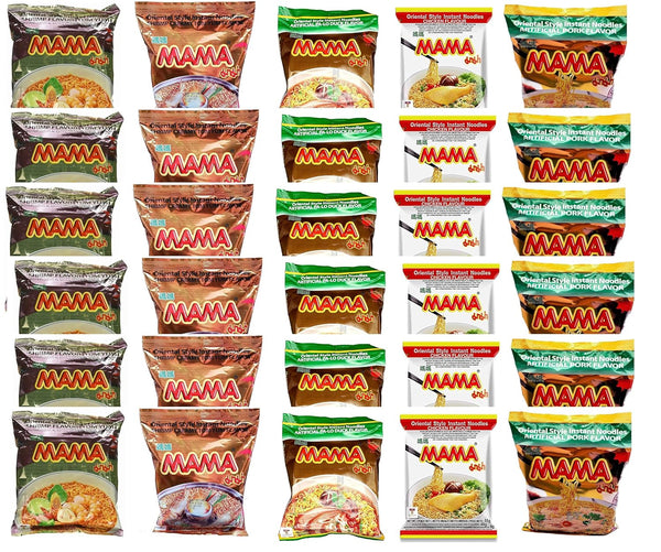 Generic Mama Oriental Style instant noodles Mix Flavor Bundle Package Total 30 Packs