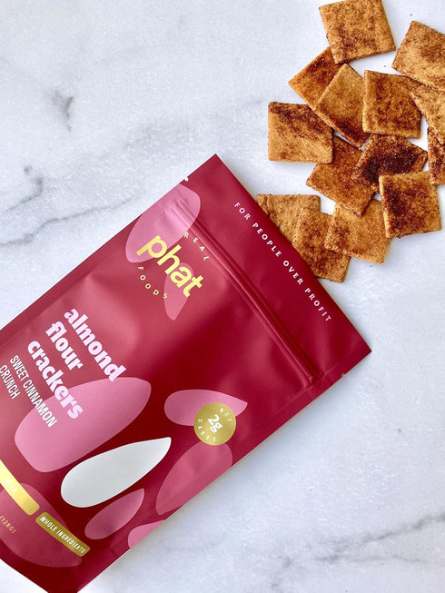 Pack 3 Cinnamon Almond Flour Crackers by Real Phat Foods - Low Carb, Gluten-Free Keto Snack - of (Sweet Cinnamon