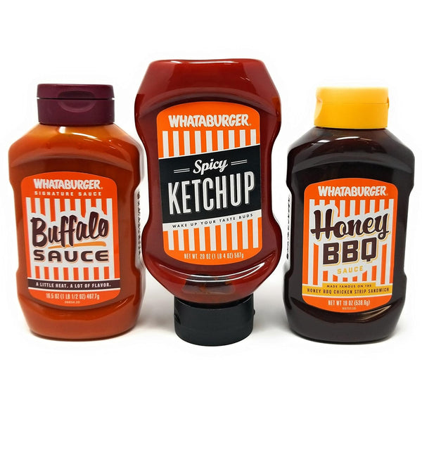 WHATABURGER Sauce Bundle ( 20 oz Spicy Ketchup Bottle , 16.5 Oz