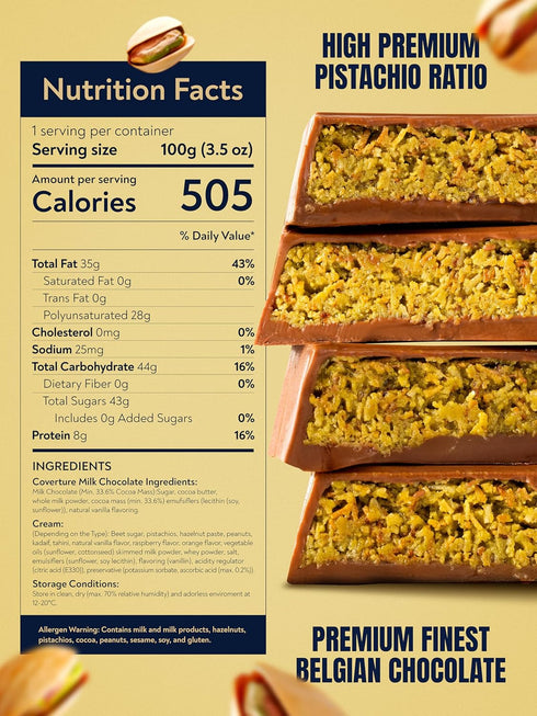 3.5 oz (100g) BARBEE Dubai Chocolate Bar Pistachio | Handmade Belgian Chocolate with Dark Chocolate Flavour With Creamy
