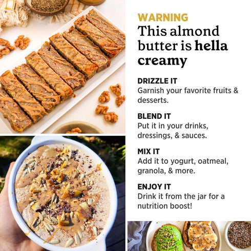 16 oz Philosopher Foods - Naked Creamy Organic Sprouted Almond Butter - - Stone Ground Regenerative Organic Creamy