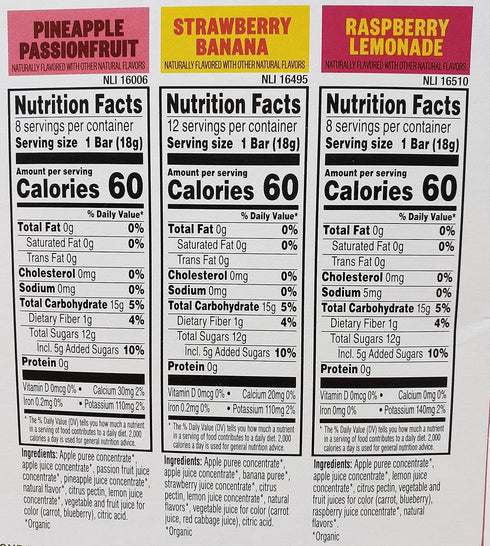 28 56 Pack 84 Pack (56) CC Goods Pure Organic Layered Fruit Bars - Pineapple Passion Fruit, Strawberry Banana