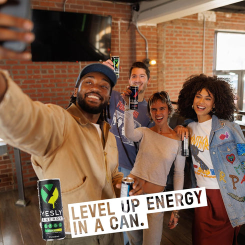 12 Oz (Pack 12) Yesly Energy - All Natural Clean Energy Drink - Zero Sugar Functional Energy Infused with Vitamins
