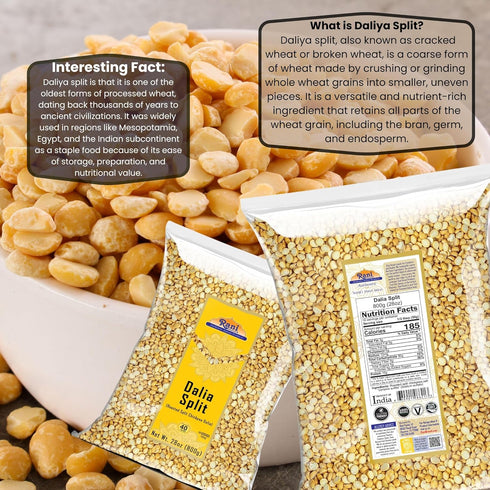 800g (28oz) Rani Daliya Split (Roasted Split Chickpeas Dalia) ~ All Natural | Vegan | Indian Origin