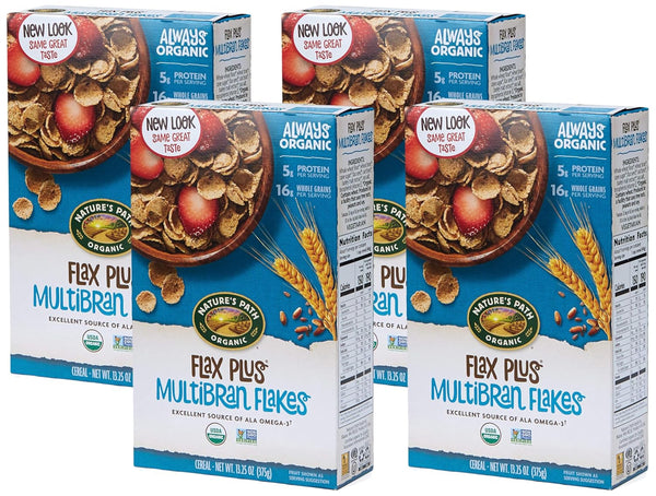 Nature's Path Organic Flax Plus Multibran Flakes Cereal, 13.25 oz, Non-GMO (Pack