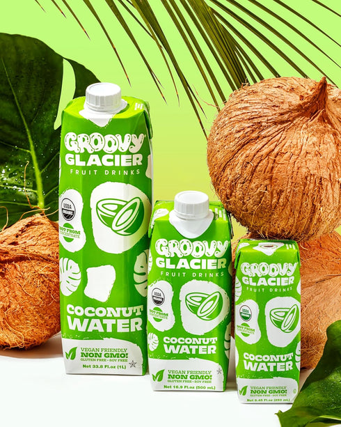 16.9 Oz Pack 12 Groovy Glacier Coconut Water - Premium Quality Coconut Water - Fl
