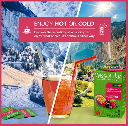 (3 Pack 60 Wissotzky Wild Berries & Passion Fruit Green Tea - Tea Bags) | Antioxidant Rich | Tropical Blend Green Tea