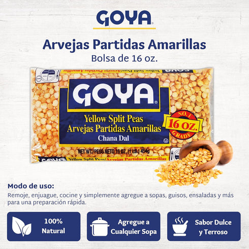 Pack 2 (16 oz Goya Yellow Split Peas, Dry, Pantry Staple, of Cans)