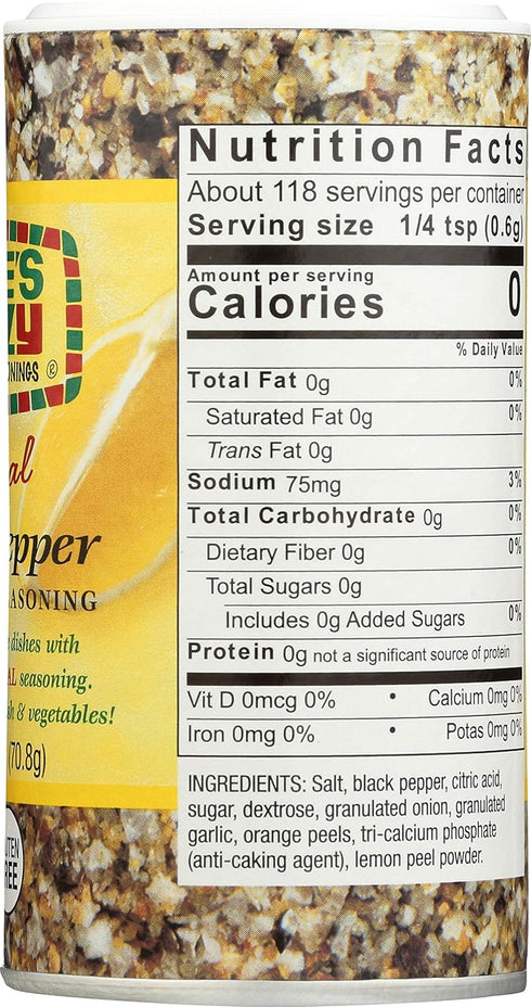 Jane's Krazy Seasonings Mixed-Up Lemon Pepper Marinade & Seasoning, 2.5 Ounce