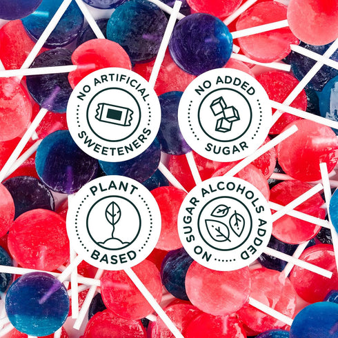 SmartSweets Lollipops - 3oz, Blue Raspberry & Watermelon Flavors, Low Sugar Hard Candy