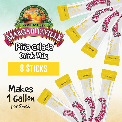 8-Count 1 Margaritaville Gallons to Go Powdered Drink Mix, Box Pina Colada Low Calorie and Zero Sugar Drink Mix, Each