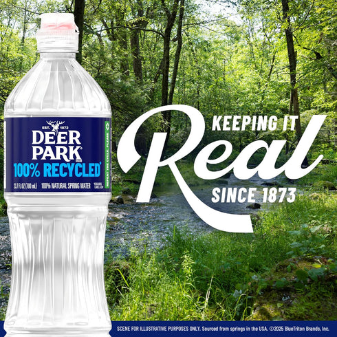 6 Pack 23.7 Oz Deer Park Spring Water, - Crisp Refreshing Taste - Fl Sports Bottle with Flip Cap