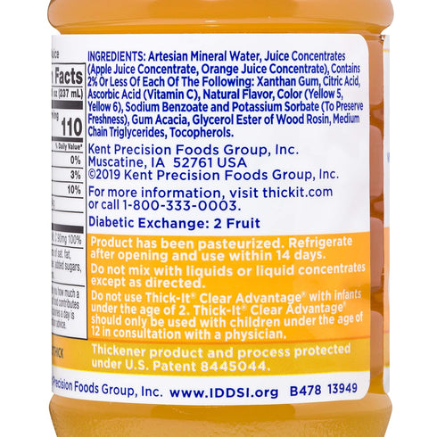 8 oz (47882600) Thick-It Clear Advantage Thickened Orange Juice Blend - Moderately Thick/Honey, Bottle