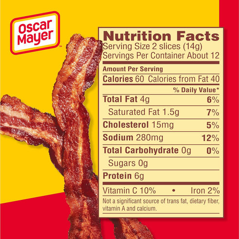Oscar Mayer Pack, 6.3 oz 23-25 Original Fully Cooked Bacon Mega Box, slices