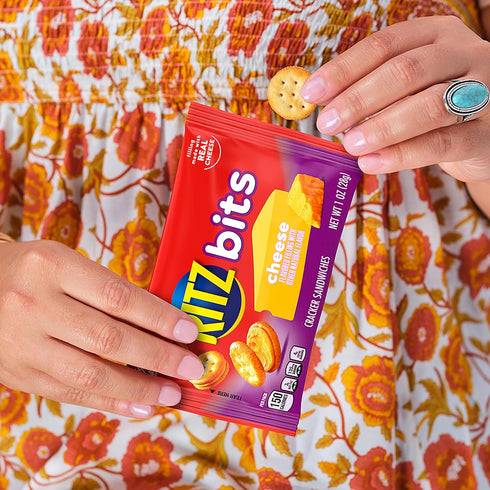 12 Packs RITZ Bits Cheese Sandwich Crackers, Lunch Snacks, Snack