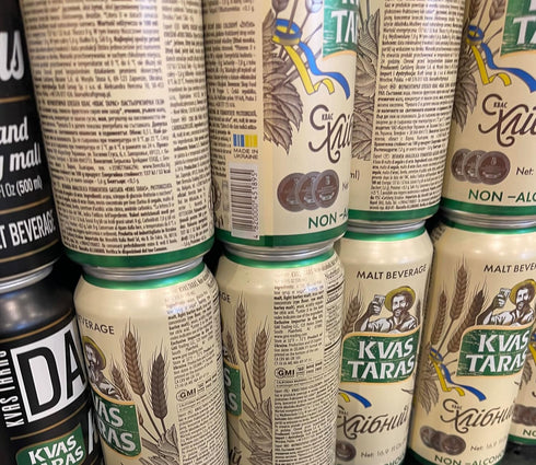 Generic 500ml/ 16.91 oz Pack 6 Kvas Taras Traditional Kvass Fermented Rye Bread Beverage fl of Cans