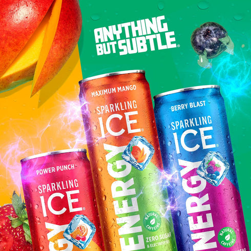12Pk. 12 oz Sparkling Ice Energy Maximum Mango Energy Drinks with Vitamins + Antioxidants, Zero Sugar. fl cans.