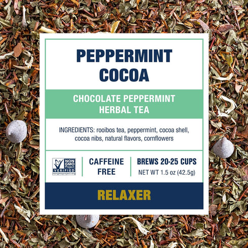 Cozy 25 1.5oz Tiesta Tea Peppermint Cocoa, Premium Loose Leaf Blends, Chocolate Peppermint Herbal Tea, Caffeine-Free